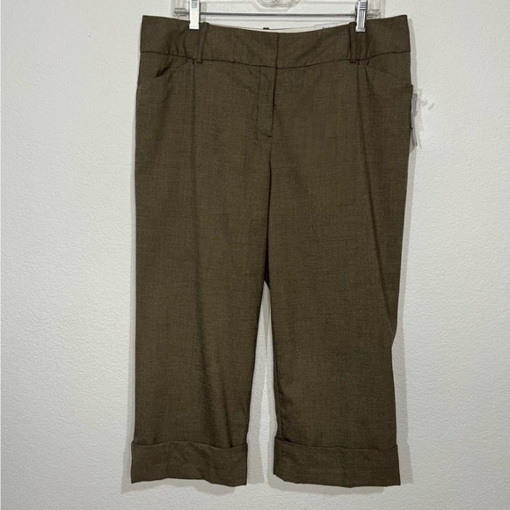 Worthington Modern Fit Brown Tweed Comfort Stretch Capri Pants New 14W